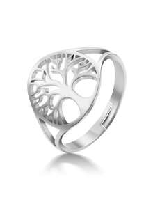 1Pc Fashionable Stainless Steel Hollow Keluar Dekorasi Pohon Cincin untuk Wanita untuk Dekorasi Harian - Perak - View 12