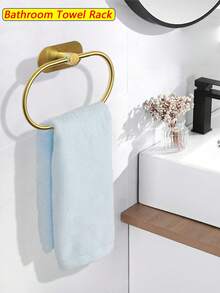 Baofeng 1pc Stainless Steel Towel Rack, Self-Adhesive Bathroom Towel Bar, Towel Ring, Dishcloth Holder, Wall-Mounted Towel Rack, Hand Towel Holder, Bathrobe Hook, Beach Towel Rack, Classic Sink Towel Rack, Bathroom Accessories - Multicolor - View 14