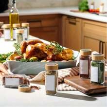 Empty Spice Jars With Label Pack (12x Bamboo Lid Glass Jar). Small 6oz Spice Storage Bottles. - 12PCS - View 6