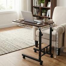 Height Adjustable Nursing Bed Table With Wheels, Movable Living Room Sofa Computer Table, Standing Table, C-Shape Table, Bedroom Side Table, Suitable For Bedside Bedroom, Living Room Sofa, Office - Black Walnut - View 3