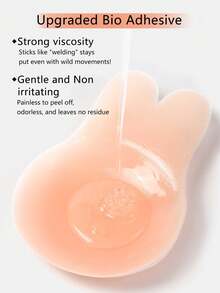 vfvQueen 1 Pair Large Silicone Nipple Covers, Rabbit Ear Shape Self-Adhesive Nipple Covers, Strapless Invisible Silicone Nipple Covers, Soft And Skin-Friendly, Suitable For Strapless Bras, Adhesive Silicone Nipple Covers With Lifting Function - Multicolor - View 5