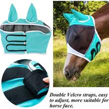 Soft Mesh Half Face Fly Mask With Large Eye Space And Ears, UV Protection And Breathable Mesh, Suitable For Horses, Friction Fit And Enhanced Visibility, Suitable For Cross-Country Riding, Black, Blue - Multicolor - View 6