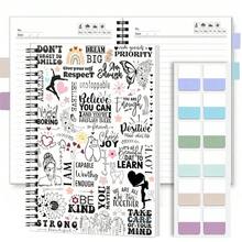 1 Set 2D Anime-Stil Spiralnotizbuch mit Index-Aufkleber-Set, frisches und süßes Anime-Mädchen-Bild, super auffällig! Perfekt für den Schulanfang, tägliche Arbeitsaufzeichnungen, Lernnotizen-Organisation, Journaling, Planung, Abschlussgeschenke, Geburtstagsgeschenke, praktische und schöne Memo-Funktion! - Mehrfarbig - Übersicht 8