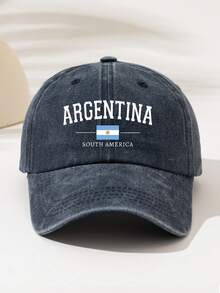 1件時尚極簡水洗棒球帽「ARGENTINA」印花圖案，送給家人與朋友的禮物，四季通用裝飾風格，美式復古運動風，男女通用必備時尚單品 - 阿根廷 - 查看 12