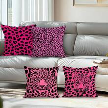 4pcs Pink Leopard Print Pillow Covers Without Inserts, Single-Sided Printed Pillow Covers, Suitable For Living Room Bedroom Home Decor, All Season Pillow Covers - Multicolor - View 10