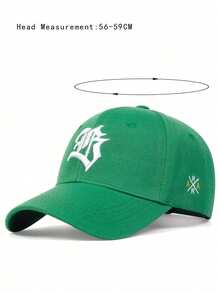 1pc Men's Gothic Letter Embroidered Baseball Cap, Adjustable Outdoor Sun Protection Casual Hat, Suitable For Spring/Autumn Travel, Beach, Party - Green - View 2