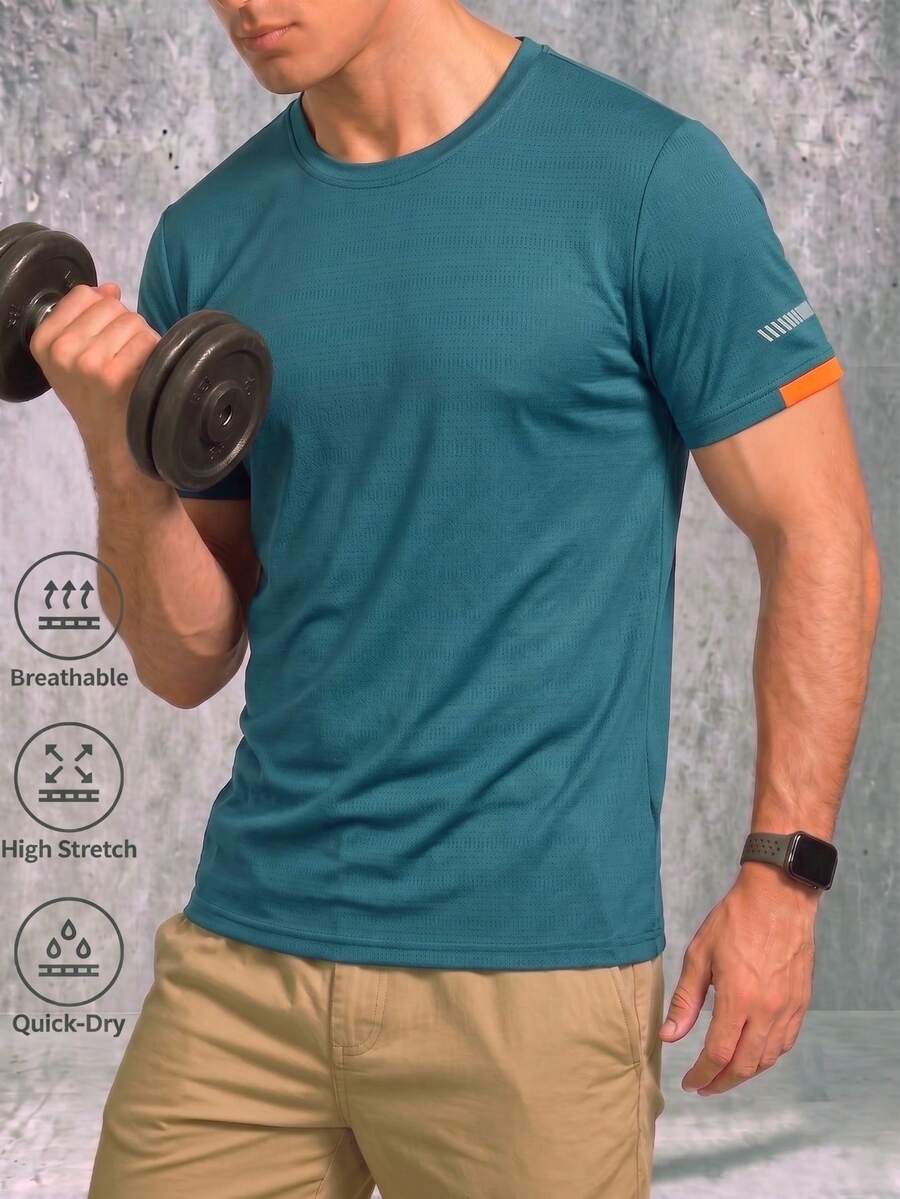 Men's Short Sleeve T-Shirt, Loose Breathable Quick-Dry Lightweight Casual Tee, Versatile For Sports, Home, Commute Summer - Navy Blue - View 1
