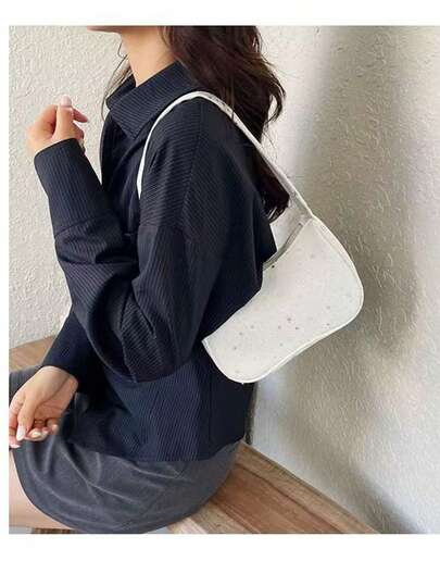 Nova Bolsa Feminina da Moda, Elegante Bolsa Transversal Versátil de Um Ombro para Uso Diário, Bolsa Pequena Minimalista