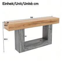 Two-Tone Console Table With Wood Look, Console Table For Hallway/Living Room, Thick Tabletop, Lower Storage Compartment, Chipboard Material - 自然色 - 查看 4