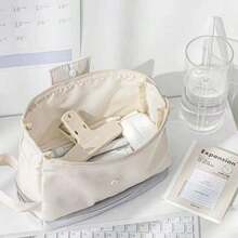 2 Buah Kotak Pensil Lipat Besar Warna Macaron, Tas Organizer Alat Tulis Tahan Air untuk Dibawa, Kantong Pena Ruang Ekstra dengan Penyimpanan Tambahan untuk Kuas Makeup & Perlengkapan Kosmetik untuk Penggunaan Sehari-hari di Sekolah Anak Perempuan - Penyimpanan Kuas Makeup, Kantong Kosmetik Kecil - Beraneka warna - View 8