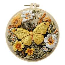 Kit de bordado de mariposas DIY de 4 piezas para adultos, set de manualidades creativas y relajantes – decoración bohemia para el hogar, regalo original para mujeres. - por defecto - Ver 3