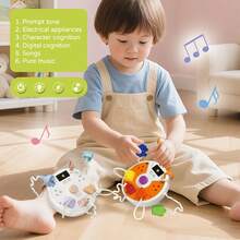 Mainan Steker Multifungsi untuk Balita, Mainan Edukasi Montessori, Puzzle Steker Bentuk dan Lampu dengan Musik, Mainan Belajar Keterampilan Motorik Halus untuk Bayi Usia 18 Bulan ke Atas - MultiWarna - View 7