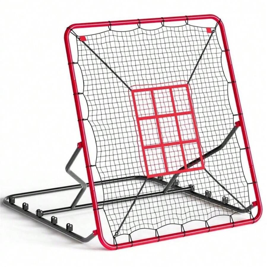 Baseball Rebounder Net With Strike Zone, Softball Practice Net With-Target Panel, Pitching Return Trainer-Angle Adjustment, Portable Training Pitchback Net Ideal For For Fielding Batting Hitting - D - View 1