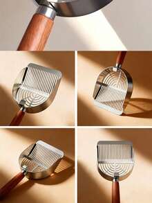 1 Stainless Steel Cat Litter Scoop With Large Mesh, Suitable For Clumpy Cat Litter. Wooden-Handle Stainless Steel Cat Litter Scoop Featuring Large-Hole, Small-Hole, All Types Of Cat Litter. Ergonomic Grip For Easy Cleaning, Suitable For Pet - Multicolor - View 8