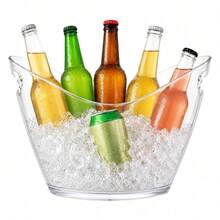 4PCS 4/8L Clear Ice Bucket Large Capacity, Perfect For Parties, Picnics & Daily Kitchen Use, Versatile Drink Tub - View 3
