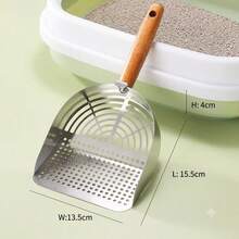 1 Stainless Steel Cat Litter Scoop With Large Mesh, Suitable For Clumpy Cat Litter. Wooden-Handle Stainless Steel Cat Litter Scoop Featuring Large-Hole, Small-Hole, All Types Of Cat Litter. Ergonomic Grip For Easy Cleaning, Suitable For Pet - Multicolor - View 13