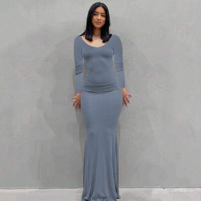 Vestido largo casual de tirantes ajustado para mujer