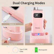 enniewi Electric Nail Drill, Portable Nail Drill Set, Equipped With A Rechargeable Base, Cordless Electric Nail Drill, Suitable For Removing Gel And Acrylic Nails, Home Salon Pedicure And Manicure Tool - Pink - View 4