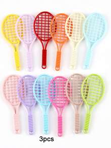 3pcs Alloy Enamel Tennis & Badminton Racket Charms, Sports Pendant DIY Jewelry Making Supplies For Handmade Keychain Bag Ornament Accessories - 3 Tennis Racket Keychains - View 6