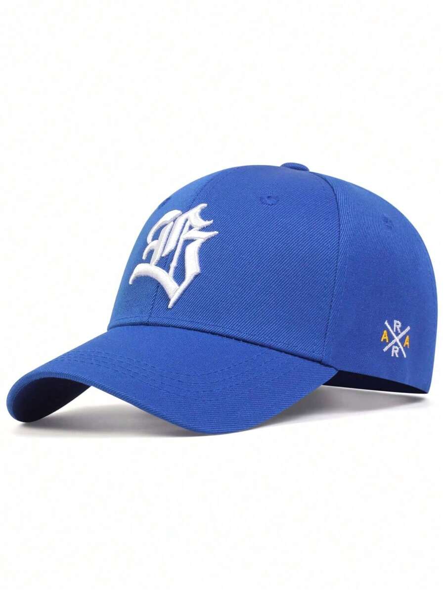 1pc Men's Gothic Letter Embroidered Baseball Cap, Adjustable Sun Protection Casual Hat, Suitable For Spring/Autumn Travel, Beach, Party - Blue - View 1