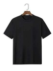 American Style  Men'S Fashion Casual Short-Sleeved T-Shirt Round-Neck Top - 黑色 - 查看 2