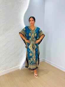 Women Long Dresses - Sky Blue - View 3