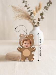 1pc Custom Baby Photo Cartoon Keychain,Multiple Costume Cutout Keyring,Personalized Family Keepsake,Baby Shower Gift For Mom Grandma,New Parent Gift - Multicolor - View 3