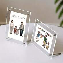 Marco de fotos de acrílico transparente para escritorio con soporte de metal, adecuado para fotos, documentos y certificados, visualización de doble vía (horizontal/vertical), perfecto para fotos familiares, etiquetas de tienda y visualización de precios - Multicolor - Ver 2