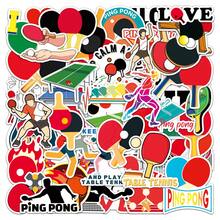 50pcs Table Tennis Sports Stickers Creative Luggage Skateboard Tablet Cartoon Decorative Decals - 50 Ping Pong Balls - View 3