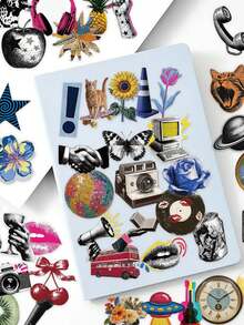 50pcs Millennium Pop Style Stickers, PET Material, Suitable For Scrapbooks, Laptops, Suitcases, Guitars, Water Bottles, Phone Cases, DIY Stickers, Also For School Supplies And Back To School Season - 50pcs - View 6