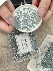 KIRAME 960顆湖藍色平底水鑽，高品質超亮美甲寶石套組，含1件點花筆，1-6mm亮面美甲水晶，適用DIY居家美甲、美甲沙龍、美甲用品供應商、萬聖節美甲、節日禮物 - 湖藍色 - 查看 3