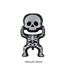 Creative Giant Head Skeleton Aluminum Foil Balloon, Halloween Yard Lawn Window Display Decor, Thickened Foil Inflatable Decoration Ornament, Holiday Event Atmosphere Photo Prop Halloween - Multicolor - View 6