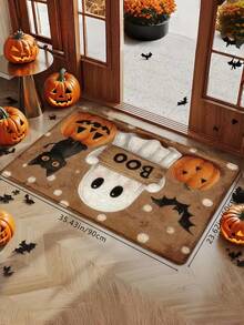 1pc Halloween Doormat, Non-Slip Back, Machine Washable, Indoor/Outdoor Universal Ghost Pattern Mat, Suitable For Porch, Kitchen, Bathroom Decoration, Cute Ghost Halloween Indoor Decor, Durable Absorbent Polyester Material - A - View 8