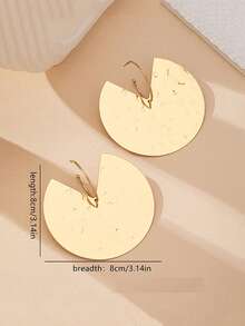 1 Pair INS Style Exaggerated Large Round Metal Drop Earrings, Fashion Versatile High-End Design, Elegant Elegant Women's Ear Jewelry, Light Luxury Vintage Earrings Suitable For Daily Wear, Party, Date, Shopping, Street Photography - Gold - View 5