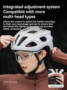 ROCKBROS 1pc Lightweight Cycling Helmet, Breathable & Ventilated, With Deodorizing & Antibacterial Liner, Wear-Resistant Edge Protection, Adjustable Size 58–62cm, Suitable For Road Cycling, Mountain Biking And Daily Commuting - Multicolor - View 10