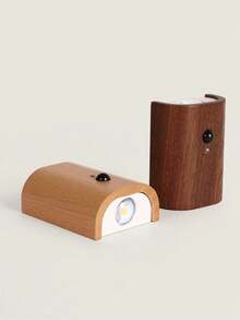 1pc USB Rechargeable Magnetic Wood Grain Sensor Night Light, LED Bedside Reading Light, Smart Linked Sensor Stair Night Light. Rechargeable, Suitable For Stair Lighting, Hallway Lighting And Home Decor. - Multicolor - View 6
