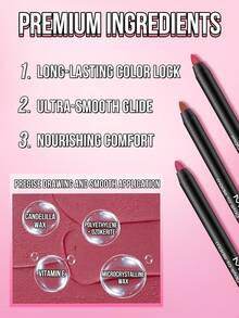 MISSLYN 3pcs Set Pensil Bibir Tahan Lama, Set Pensil Bibir Tahan Air, Pigmen Tinggi, Aplikasi Halus, Anti Luntur, Set Kontur Bibir Warna Kaya, Riasan Bibir, Riasan Pesta, Riasan Y2K, Hadiah Hari Valentine - Warna 55+124+06 - View 5
