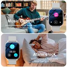 Reloj inteligente deportivo con pantalla de alta definición, equipado con pantalla curva de color LED de alta definición, pantalla táctil laminada completa multilingüe, reproductor de música, función de teléfono, notificación de mensajes - Multicolor - Ver 3