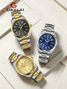 GUSALAI Men's Quartz Watch Zinc Alloy Calendar Wristwatch Casual Multi-Color Suitable For Daily Wear Valentine's Day Gift Birthday Gift First Choice - one-size - View 1
