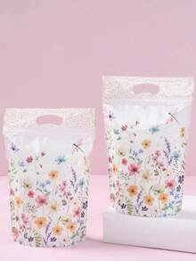 1/5/10/15/25pcs Spring Floral Pattern Stand-Up Bags, Convenient Bags, Snack Bags, Gender Reveal Party Decor, Birthday Party Decor, Candy Bags, Floral Party Decor, Gift Packaging Bags, Upright Bags, Spring Party Decor, Gift Supplies - Multicolor - View 6