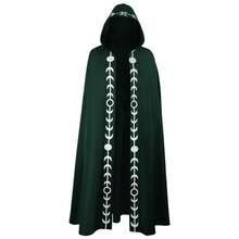 Medieval Renaissance Style Five-Color Large Hooded Cloak, Halloween Priest Cloak, Retro Style - Medieval Printed Cloak Green - View 2