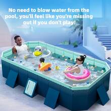 1pc Foldable No-Inflation Swimming Pool, Multiple Styles And Sizes Available, Integrated Design Easy To Assemble, Space-Saving, 5-Layer Thickened PVC Material, Foldable, No Installation Required, Hard Shell, Quick Setup, No Installation, Swimming Pool / Foldable Pool / Above Ground Pool, Rectangular Swimming Pool For Immediate Enjoyment, Large Foldable Hard Shell Pool, Family Size Backyard Inflatable Pool Suitable For Beach, Seaside, Camping, Outdoor Activities, Summer Backyard Water Park, Family Outdoor Swimming Pool, Large Backyard Splash Center - C - View 13