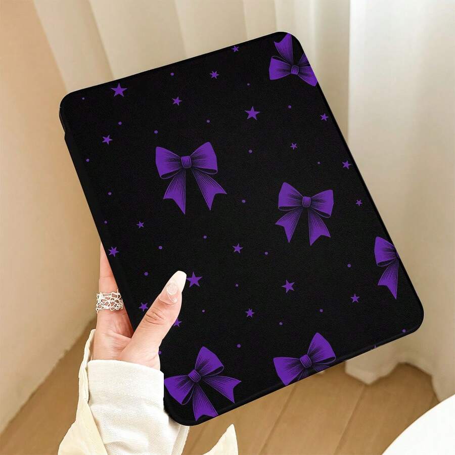 紫色蝴蝶結與星星圖案 1 件翻蓋式桌面保護殼,附筆槽、360°旋轉支架,相容 Honor 8/9/10/X8/X8A/X9/X8Pro/X9Pro/X9A/Matepad Pro/Matepad SE 11/Matepad 11/Apple 10th Gen/11 2025 (A16) 與 A9 及其他熱門機型 - 款式46 - 查看 1
