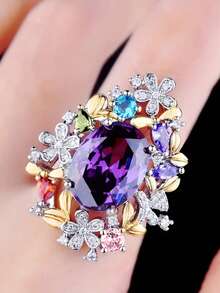 1pc Elegant Cubic Zirconia Ring, Suitable For Women To Wear, Suitable For Wedding, Engagement, Anniversary Party, Valentine's Day Gift - 1# - View 3
