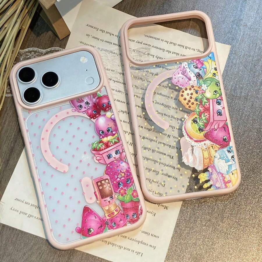 Shopkins Cartoon Print Phone Case, Sleek Magnetic Clear Casing, Suitable Cover For Iphone 17 Phone Case 16 Pro Max 15 Plus 14 13 12 11 And  S26Ultra S25Plus S24 S23 S22 - Pink#2 - View 1