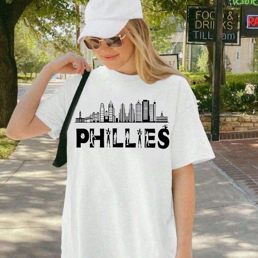 Comfort Tshirt Vintage Philly T-Shirt,Relaxed Fit Tee,Philly Baseball Shirt,Phanatic Philadelphia Baseball T Shirt 100% Cotton Round Neck Short Sleeve - Philly Baseball Shirt003 - 查看 1