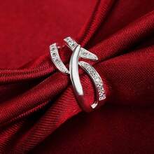 925 Sterling Silver Ring Princess Style Zirconia Women's Jewelry Engagement Wedding Party Austrian Crystal Cute - Silver - View 4