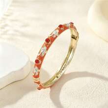 1pc Color Enamel Bangle, Solid Tone Cuff Bracelet, All-Match Ornament For Ladies - Fancy Bracelets - View 12