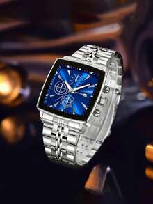 1pc New Unisex Business Luxury Fashion Quartz Watch, Quartz Movement - For Daily And Formal Occasions - Birthday Gift, Anniversary, Graduation Gift - Luxury Design, Fashionable And Exquisite, Party, Valentine's Day, Wedding, Gift For Friends And Family (Box Not Included) - Blue - View 9