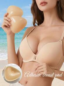 Reusable Double-Sided Adhesive Bra Pads - Padded Adhesive Bra Inserts - Adhesive Bra Pads Suitable For Dresses And Swimwear - Apricot - View 2